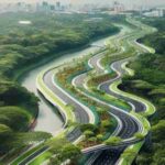 Turning Plastic Waste into Green Roads: A Sustainable Solution, Concept art for illustrative purpose, tags: von - Monok