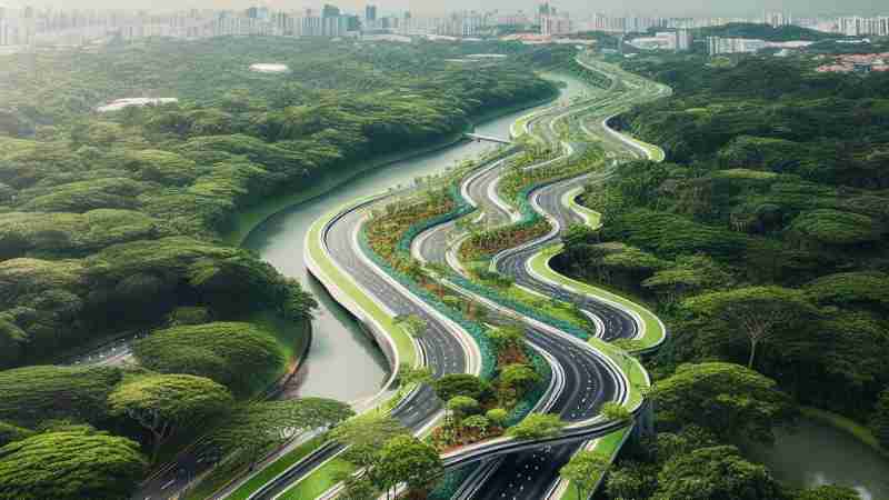 Turning Plastic Waste into Green Roads: A Sustainable Solution, Concept art for illustrative purpose, tags: von - Monok